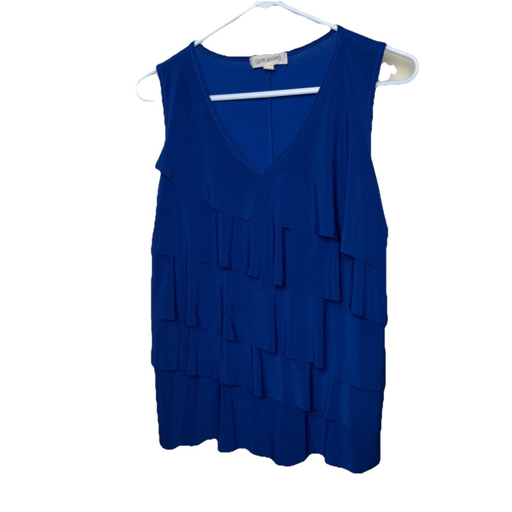 Late August Royal blue layered ruffle sleeveless top size medium